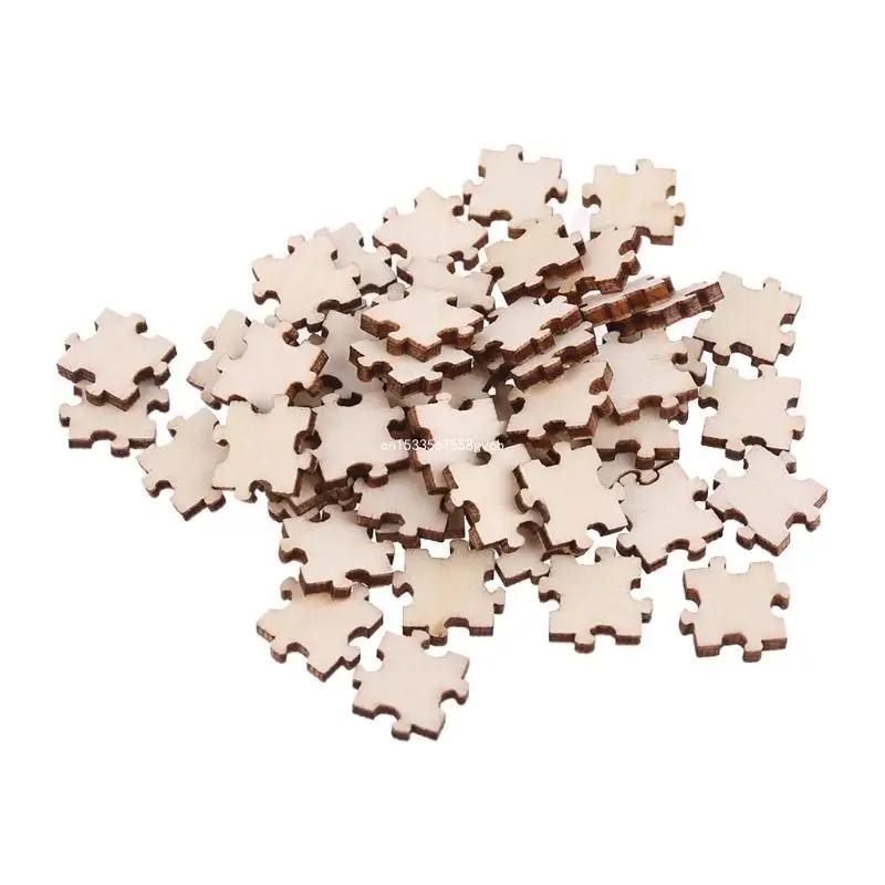 100 Pcs/Set Unfinished Wooden Jigsaw Freeform Blank Puzzles Pieces for DIY Art Crafts Card Making