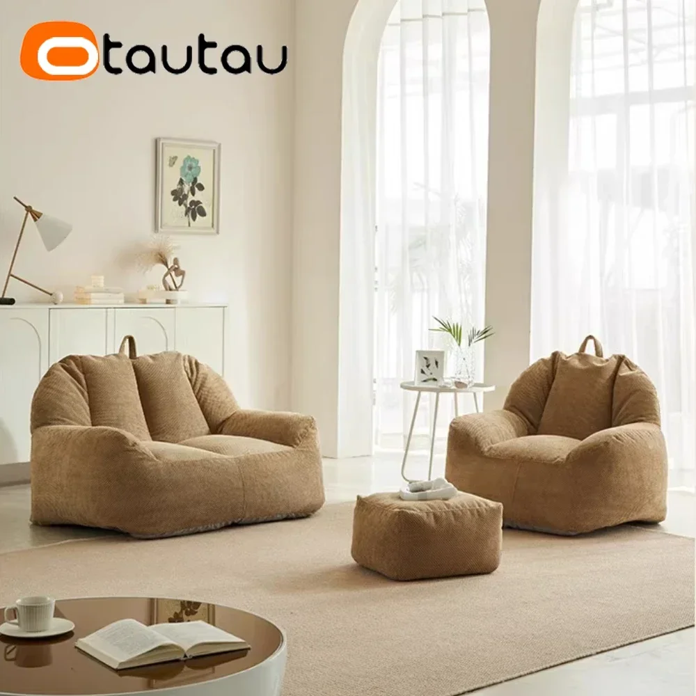 

OTAUTAU 2-seat Cotton Waffle Bean Bag Cover SF394【No Filler Inside! You Need To Buy Filler By Yourself !】
