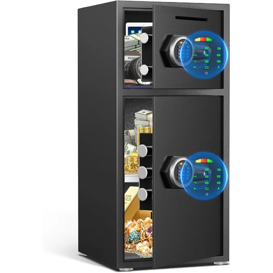 

Safe 6.5 Cu ft Home Safe Box Fireproof Waterproof Digital Keypad with Dual Alarm System Deposit Slot and LED Light for Secure S