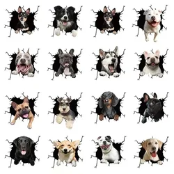 Dog broken window car sticker motorcycle decoration simulation French bulldog car rear window sticker, various sizes