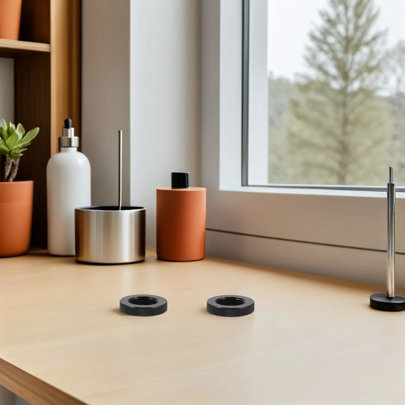 

6Pcs Microphone Stand Thread Adapter Black Knurled Lock Screw Nut Tripod Mount Converter for Recording Podcast Video Equipment