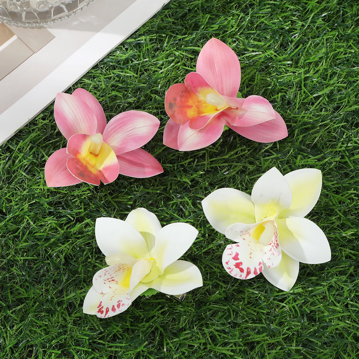 Women Big Chiffon Orchid Flowers Hair Clip Bohemian Small Hairpin for Bridal Wedding Hair Pins Hair Barrette