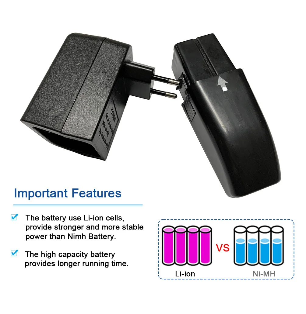 High Quality Li-ion 7.2V 2000mAh Replacement Rechargeable Battery and Charger for Ontel Swivel Sweeper G1&G2 Vacuum Cleaner