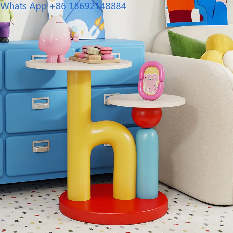 

Dopamine Double Tray Side Table Ornament Living Room Sofa Side Creative Storage Rack Small Apartment Cream Style Coffee Table