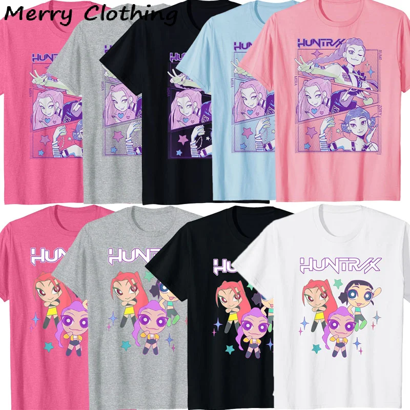 

KPOP Demon Hunters T-shirt Summer Short Sleeve Female Tshirts O-neck Cotton Fashion 2025 Movie T Shirt Casual Unisex Streetwear