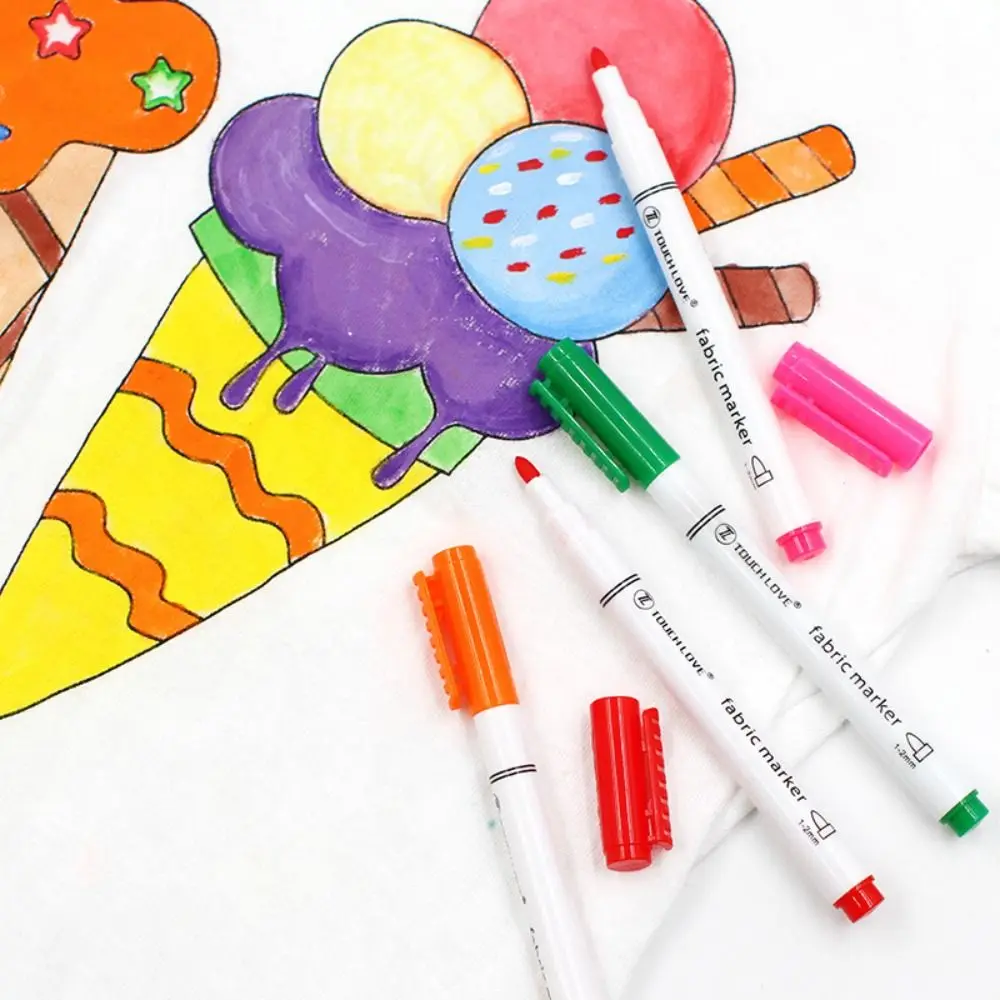 8PCS/Set 8 Colors T-shirt Pigment DIY Crafts Drawing Supplies Painting Tools Fabric Marker Pen T-shirt Markers Textile Paint Pen