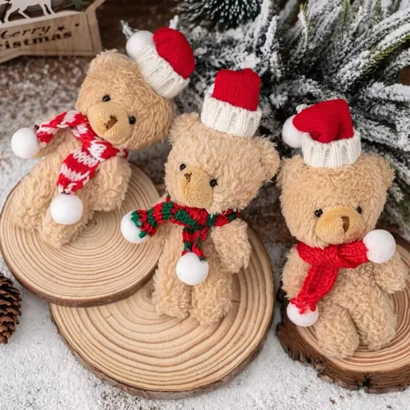 

Christmas Teddy Bear Curly Fur Couple New Year Teddy Bear Hand Gifts Cake Decorations Tree Ornaments