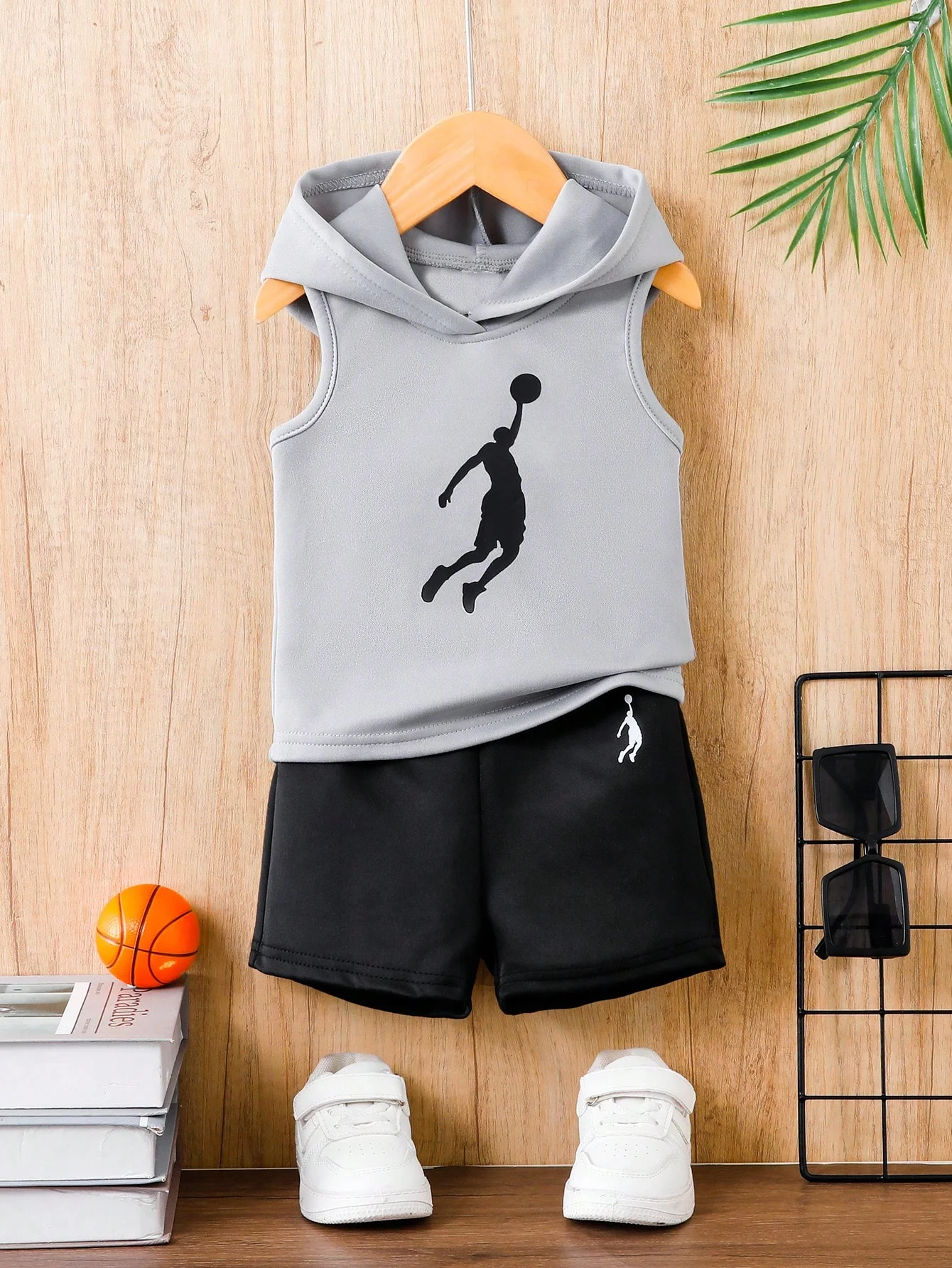 Summer set for boys, sportswear, sleeveless shorts, European and American style, thin style, cool to wear on the outside