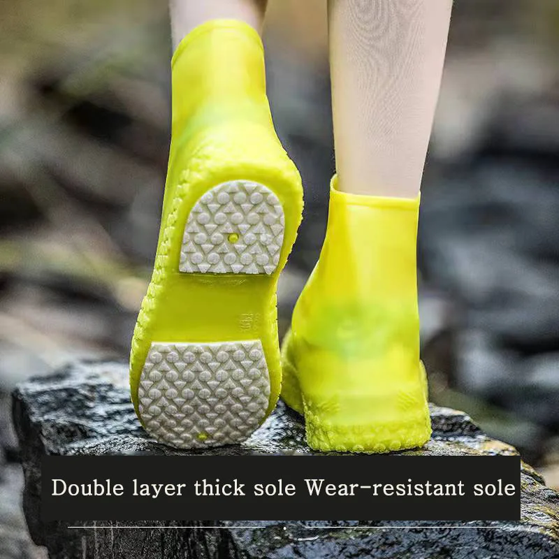 Men and Women TPE Rubber Shoes Covers Double Bottom Shoe Protector Waterproof Galoshes Rubber Boots Women Anti-skid Shoe Covers