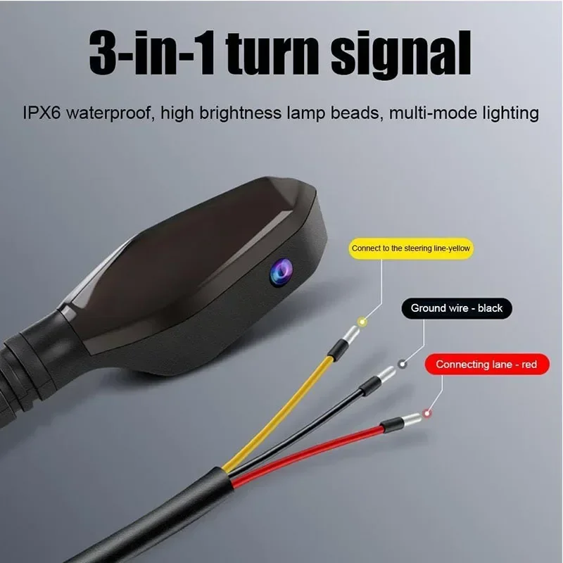 2 PCS LED Turn Signal Lamps Color Projection Motorcycle Refit 27 Modes Waterproof High Bright Warning Motorbike Accessories