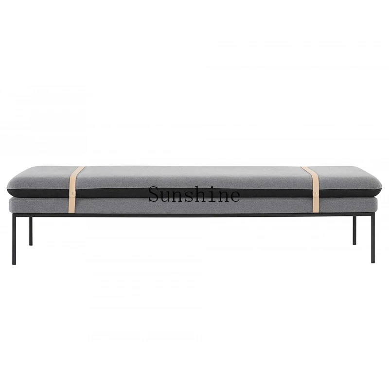Nordic light luxury cloakroom rest stool simple modern bedroom metal frame fabric footstool