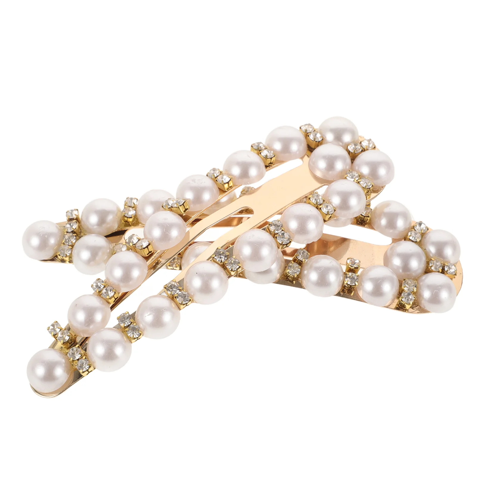 2pcs Rhinestone Pearl Snap Hair Clips Fashion Exquisite Hair Hair Clip Barrettes Accessories pearl hair clips