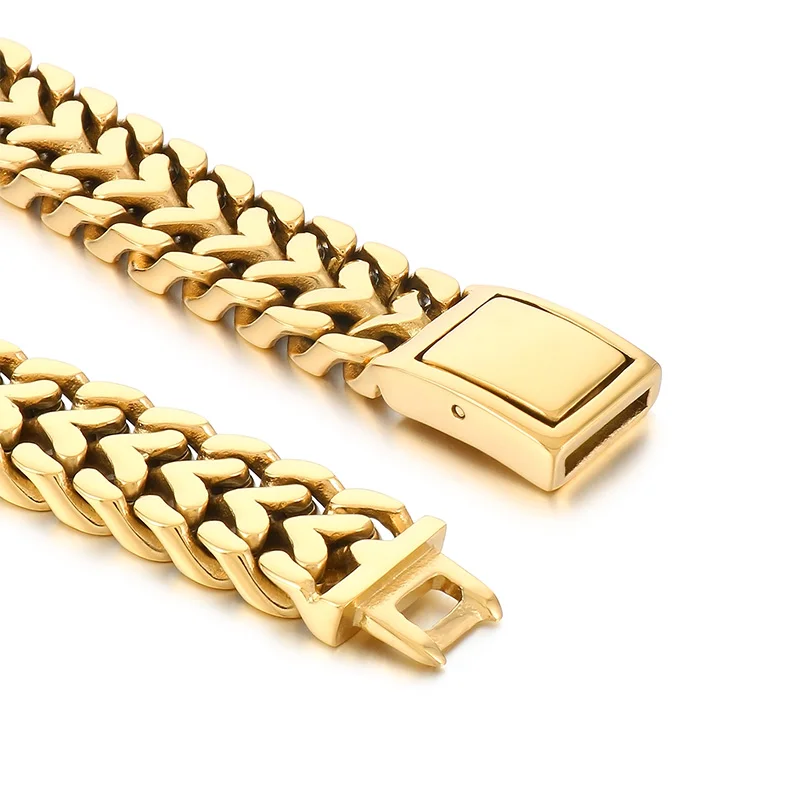 Heavy Wheat Chain Men\'s Bracelet and Necklace Polished Rotre Bracelet\'s Stainless Steel Biker Party Jewelry Sets Male Gift