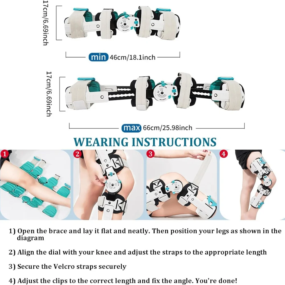 Hinged Rom Knee Brace, Adjustable Post Op Knee Immobilizer for Recovery Stabilization Orthopedic Knee Support for Left Right Leg