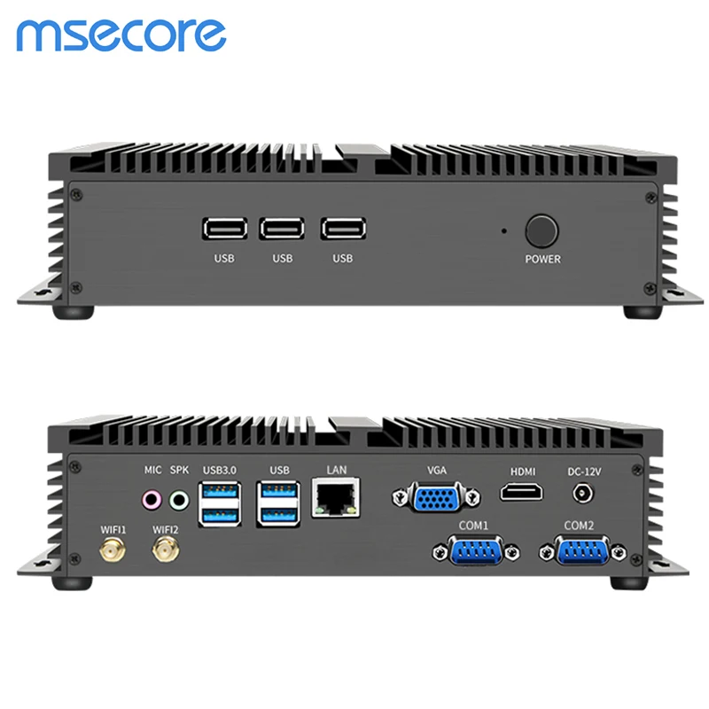 

MSECORE Intel Core I3 i5 Fanless Industrial Mini PC Windows 10 Desktop Computer Linux Multi-display HTPC 2*COM WiFi HDMI VGA