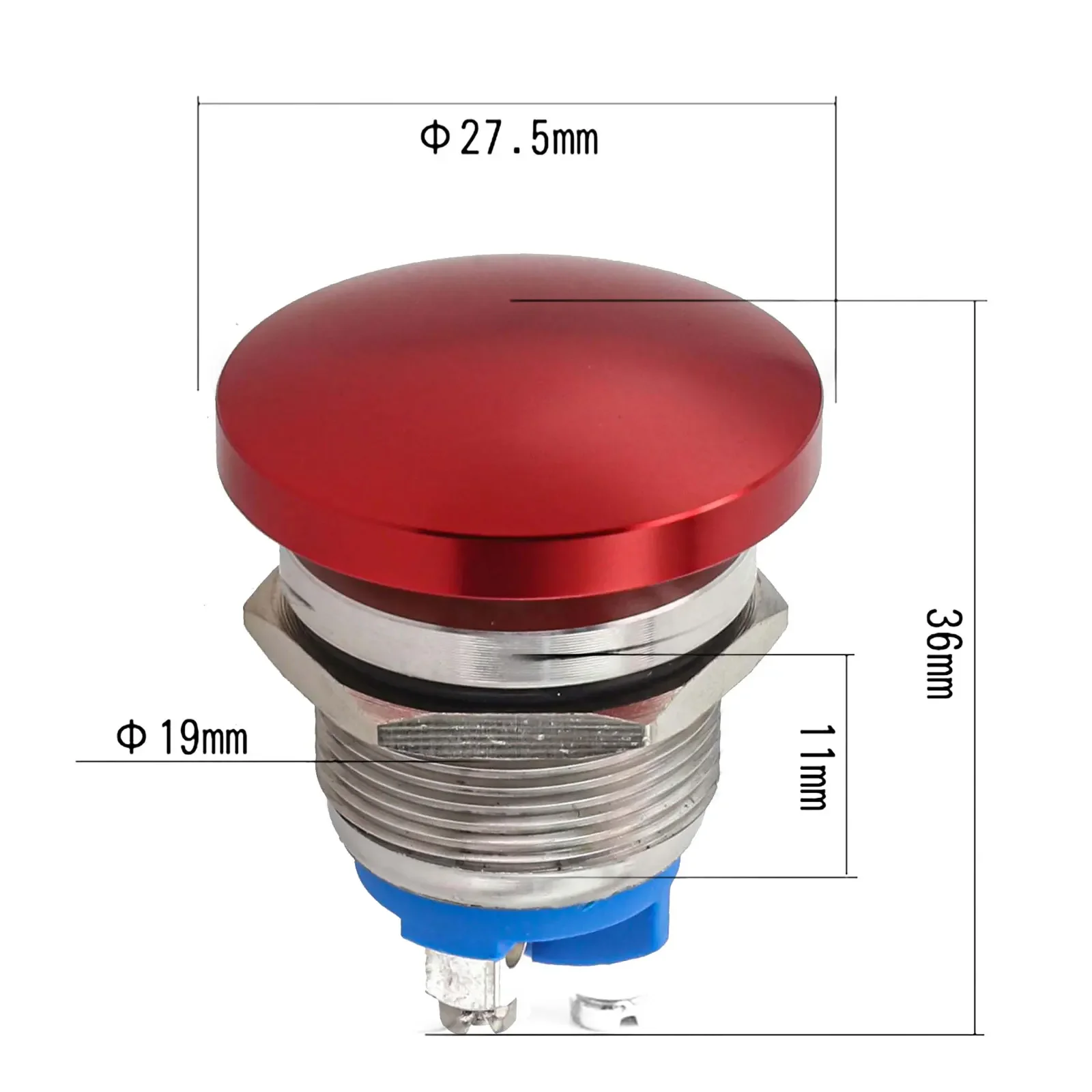 

Push Button Switch 3A Stainless Steel 19mm 1NO Contact Metal Push Button Switch Momentary Mushroom Button Switch