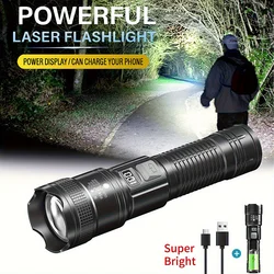 Rechargeable LED Flashlight Zoomable Torch with LCD Display 3 Modes Waterproof High Power Hand Light Outdoor Wilderness Camping