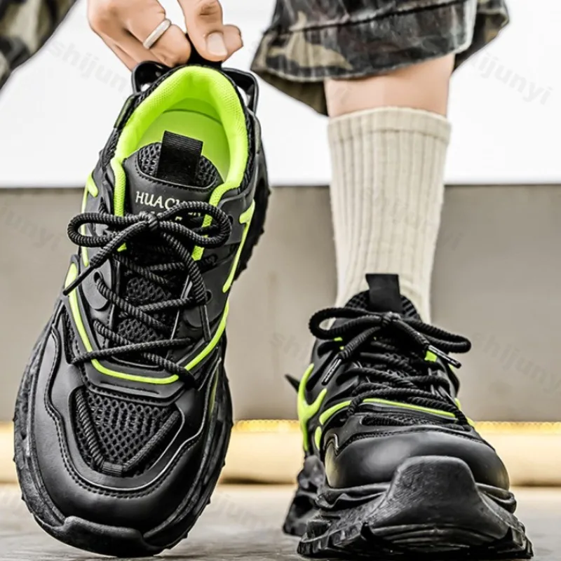 

2025 Spring New Men's Casual Sports Shoes Mesh Breathable Thick Soled Fashion Trend Versatile Height Increasing Chunky sneakers