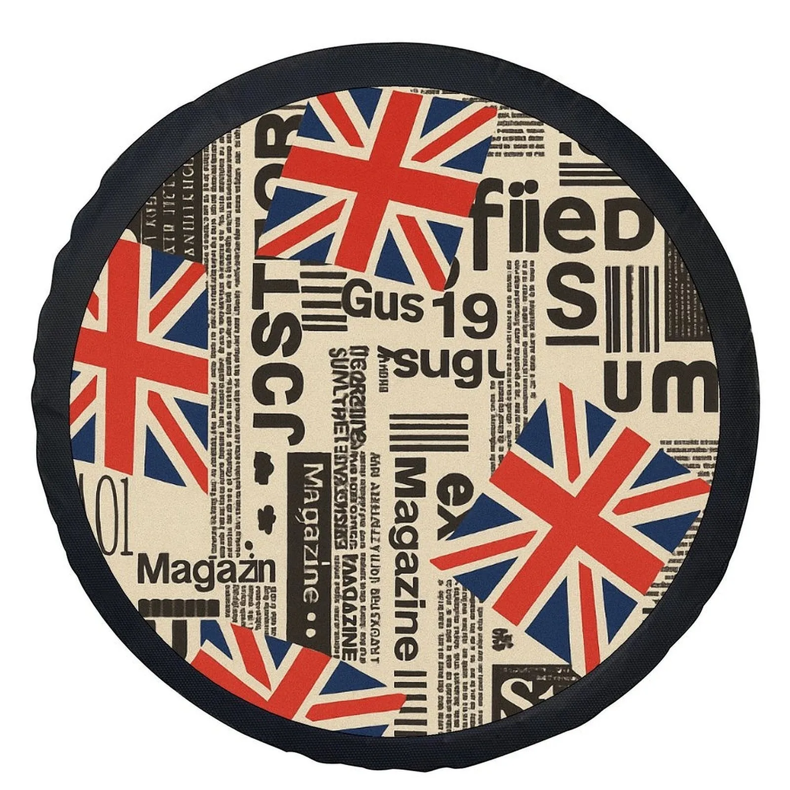British Flag Newspaper Print Tire Cover Waterproof Sun Protection Universal Spare Wheel Protector