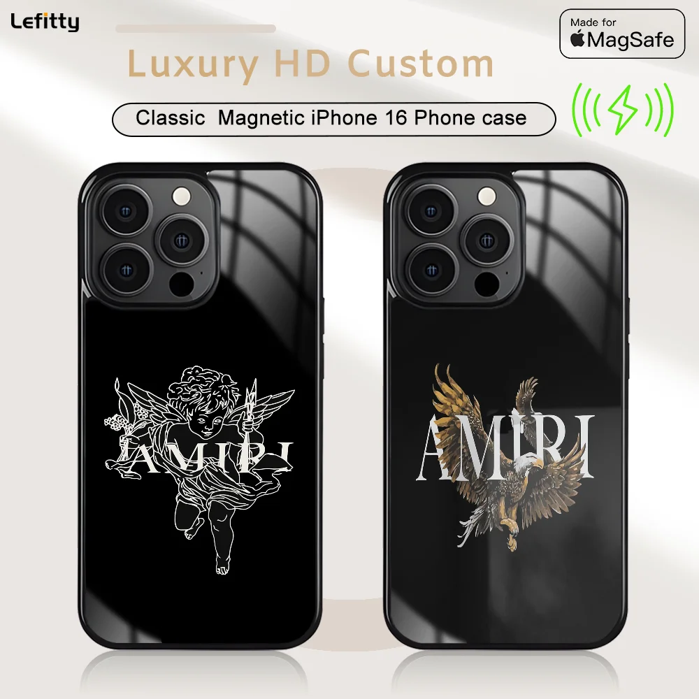 Funda de teléfono A-Amiri de marca bonita a la moda para iPhone 16 15 14 13 12 11 Pro Max Plus Mini funda de carga inalámbrica Magsafe magnética