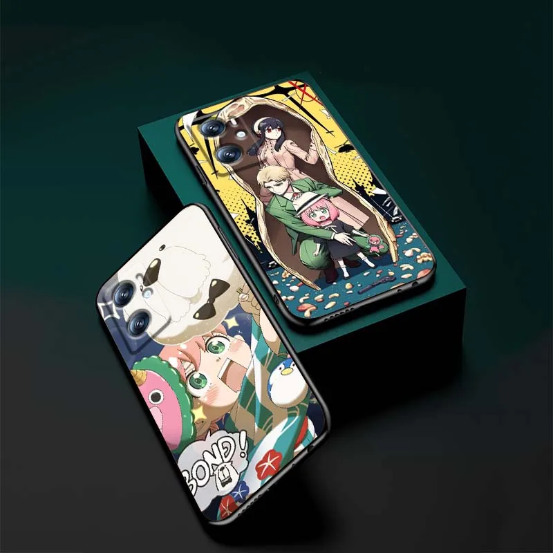 جراب هاتف كارتوني SPY x FAMILY لهاتف OPPO Reno 7 A96 A40 A58 5 6 Realme GT A74 A78 Neo2 A74 A78 Find X5 X3 X7 X8 أسود