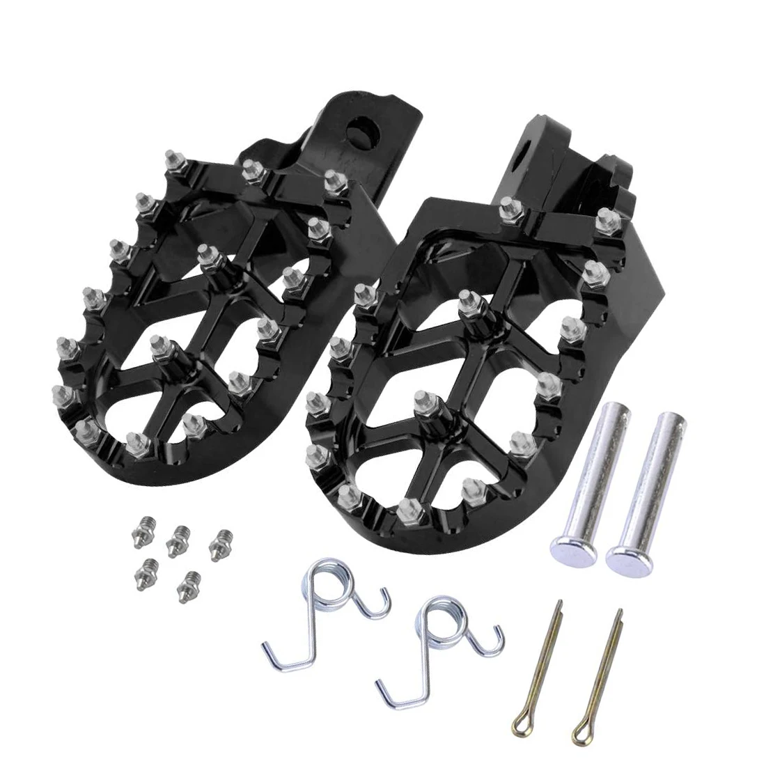 1 Pair Black Motorcycle CNC Dirt Bike Foot Pegs Footrest Pedal Aluminum Alloy fit for Kawasaki KLR 650 2011 2012 2013 2014-2024