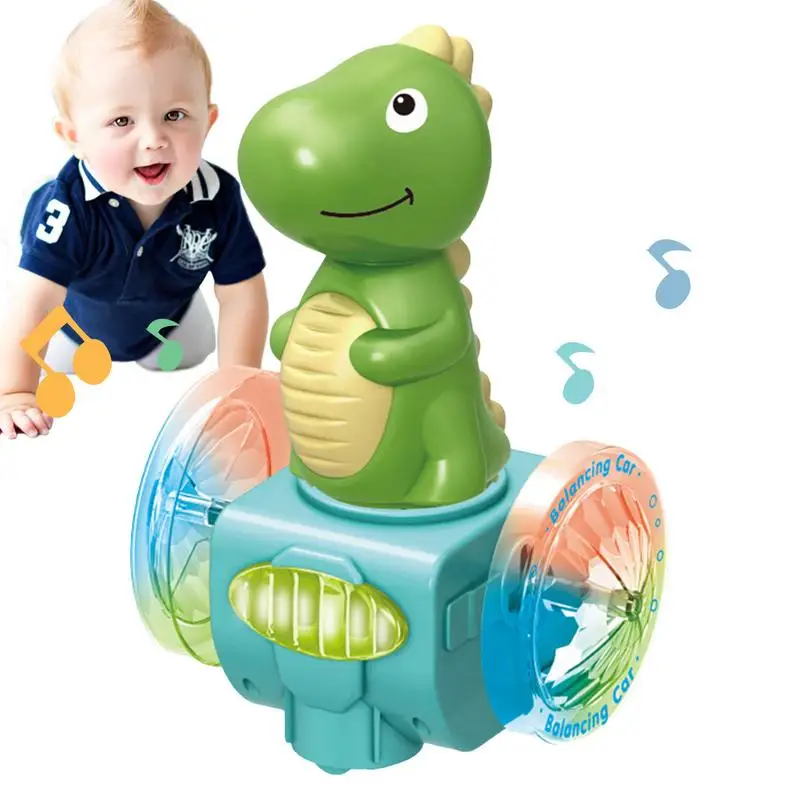 Movable Dinosaur Toys Interactive Light Up Musical Cartoon Dinosaur Electronic Dinosaur Toy Crawling Touch & Go Kids Learning