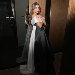 Black Satin Formal Occasion Dresses 2023 Off-Shoulder A-line Long Ball Gowns High Quality Evening Party Gowns فساتين الحفلات