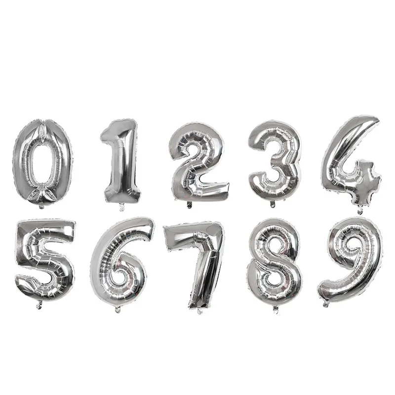 32 Inch Number Aluminum Film Balloon Gold Silver Red and Black Gradient Color Birthday Decoration Wedding Party Balloon