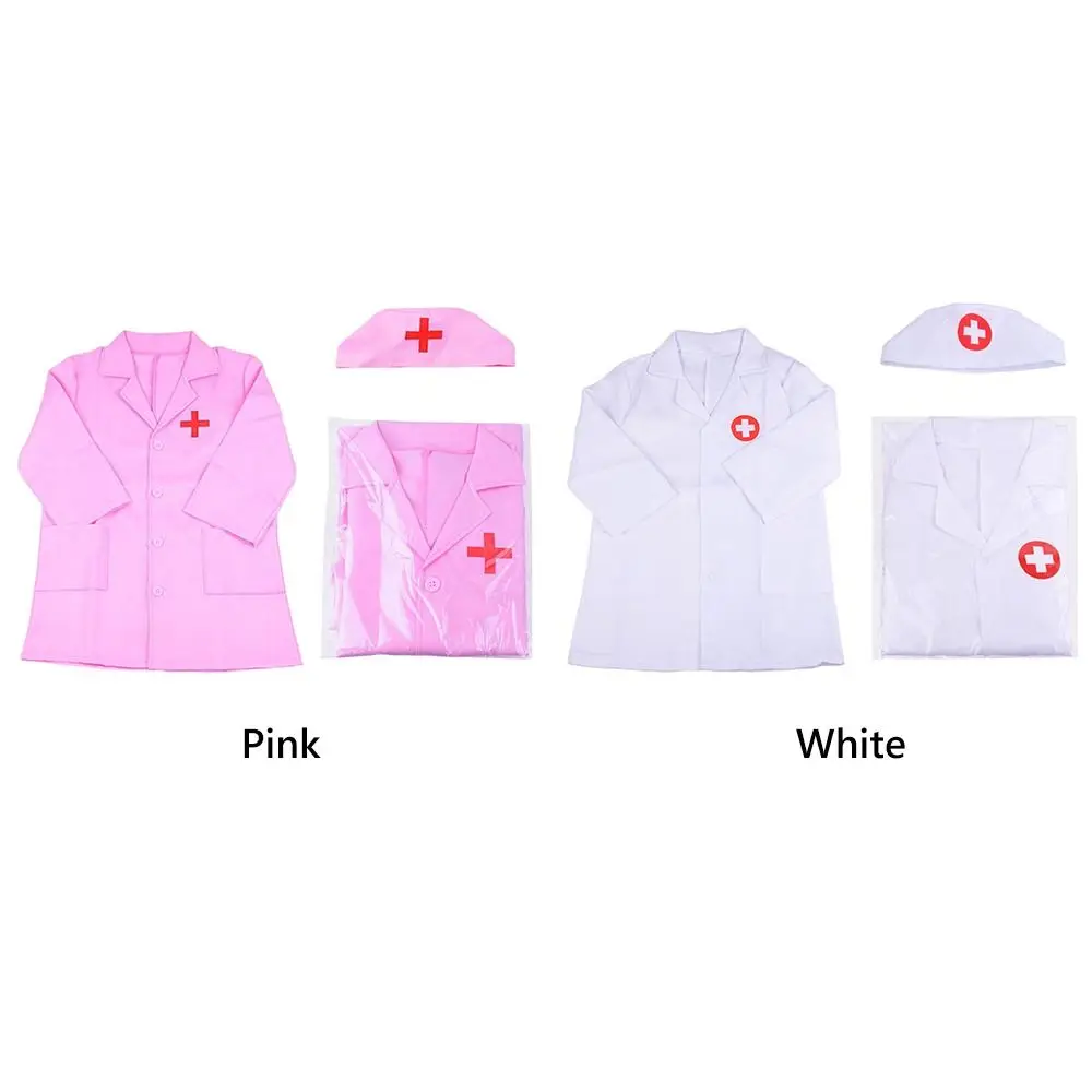 1 Juego de ropa de juguete para niños, color blanco y rosa, casa de juego, juego profesional, ropa de médico, disfraz de actuación, juego de rol, ropa de enfermera