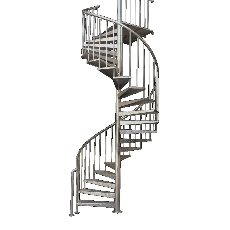 Modern Stainless Steel Spiral Staircase Durable Eco-Friendly Metal Railing Outdoor Ladder for Villas Apartments Warehouses