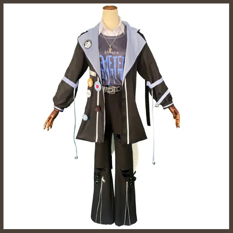 لعبة الهوية الخامس Ithaqua ساعة ليلية تأثيري حلي روك باند معطف مقنع قميص موحد مجموعة كاملة شعر مستعار رجل كرنفال حفلة البدلة ؛ 2'