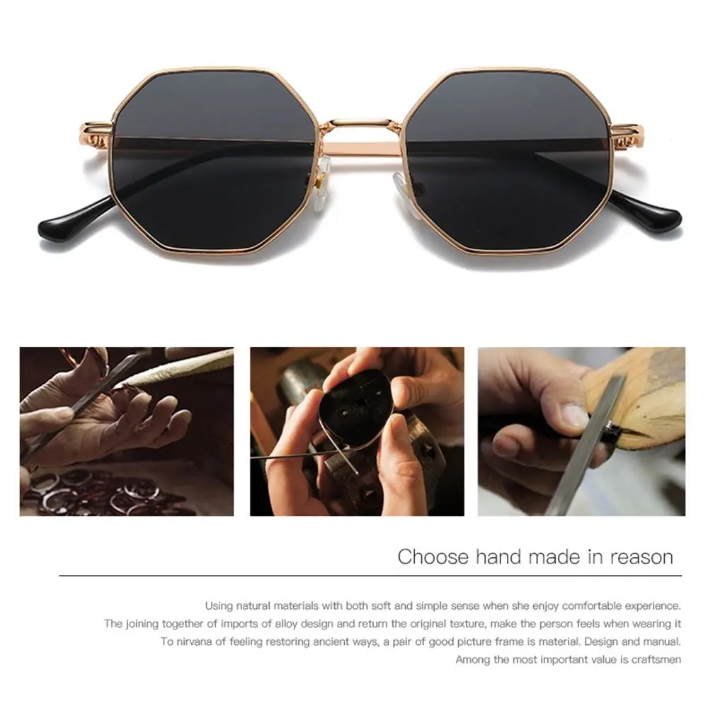 Retro Square Sunglasses for Men/Women Fashion Small Frame Polygon Sun Glasses Vintage Metal Sunglasses UV400 Protection Eyeglass