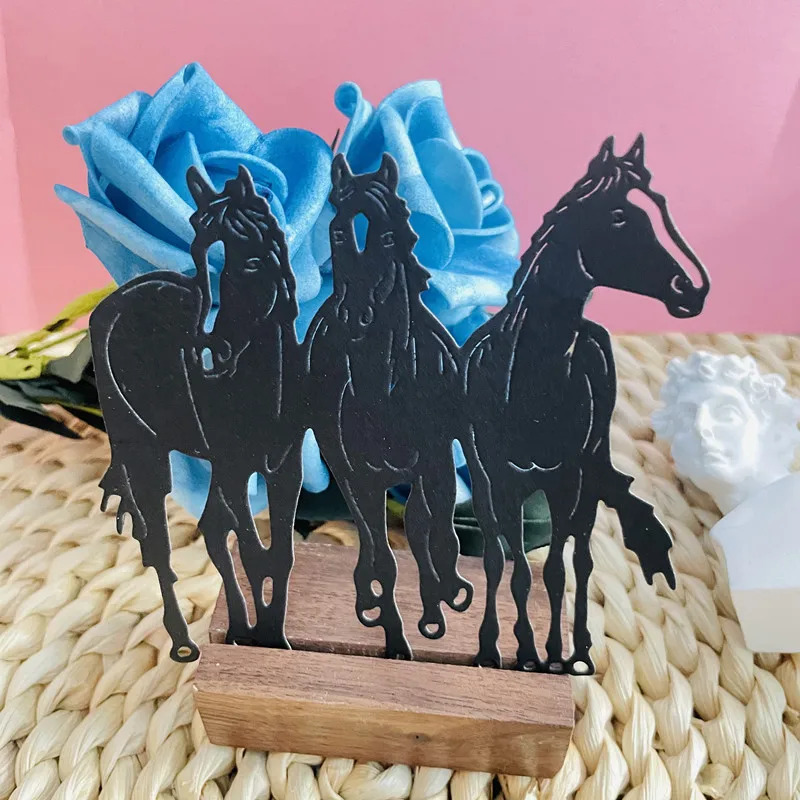 Tierisches Pferde-Dekorations-Set Metall-Stanzformen DIY Scrapbook Papierkarten Prägung Handgemachtes Bastelwerkzeug