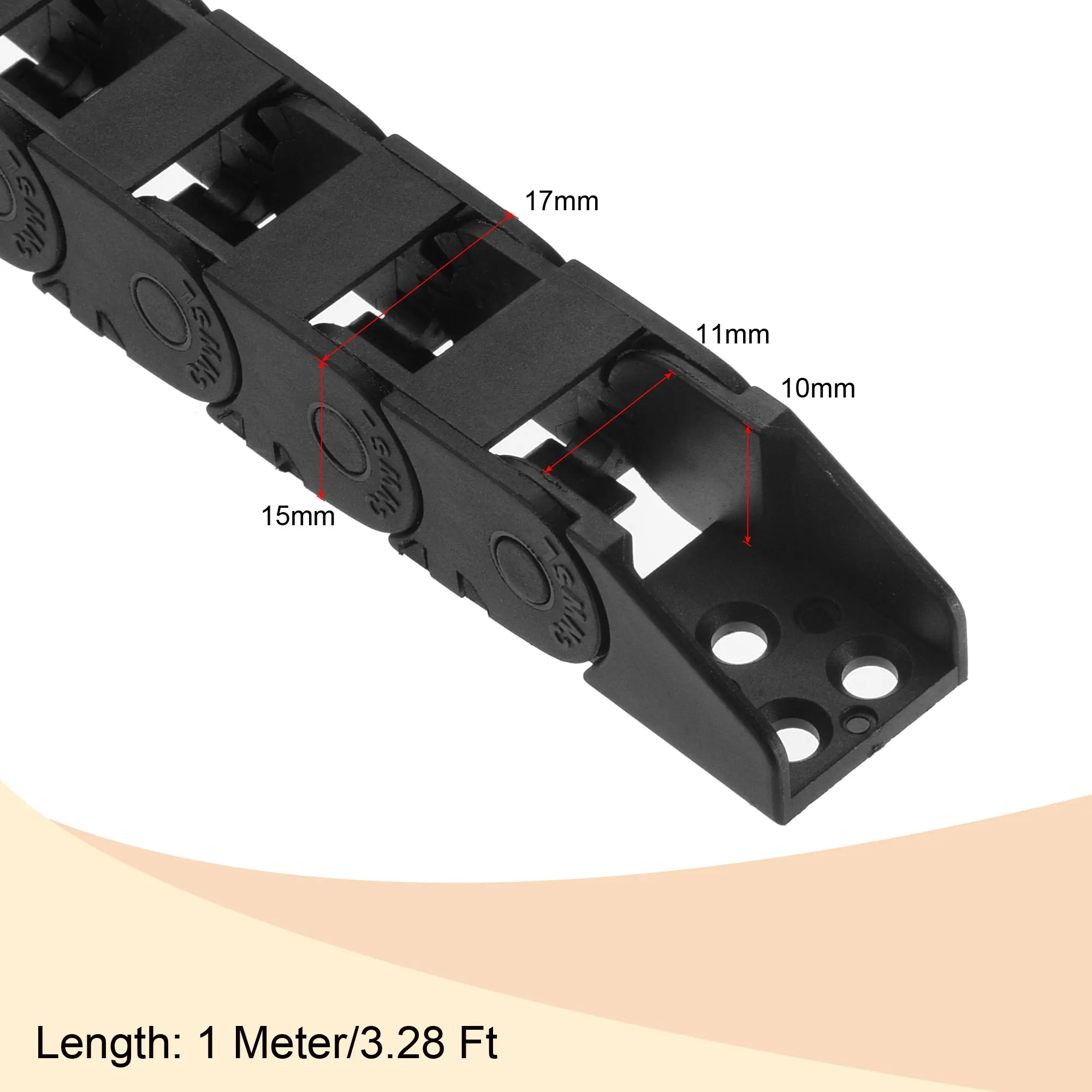 Open Drag Chain Bridge Type R28 R38 10x11 10x15 10x20mm L1m Cable Carrier with End Connectors for CNC 3D Printer