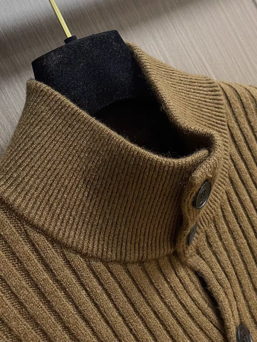 الإيطالية Sle الفاخرة الرجال سترة صوفية معطف عادية f عالية طوق زر حتى الوقوف طوق Busin الخريف الشتاء ملابس خارجية #2