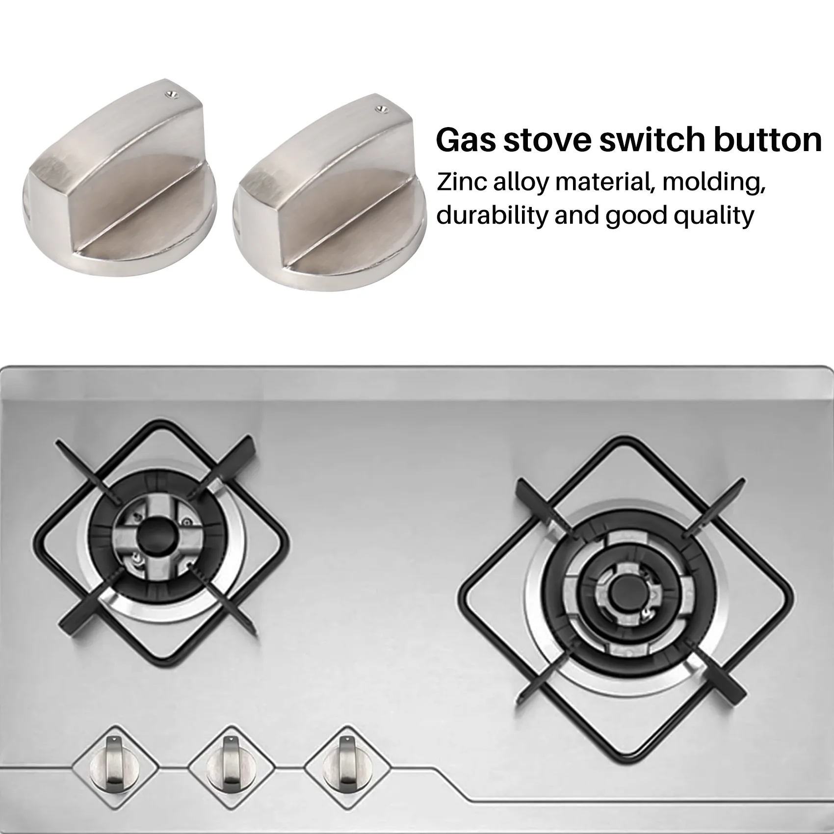 Brushed Metal Gas Stove Knobs Cooker Control Switch Range Oven Knobs Cooktop Burner Knob Gas Hob Switch Kitchen Replacement A