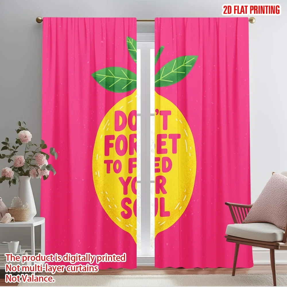 

2pcs 2D flat printing Window Curtains Don't Forget Feed Your Soul Polyester Without Electricity Festive Curtains for Decorations