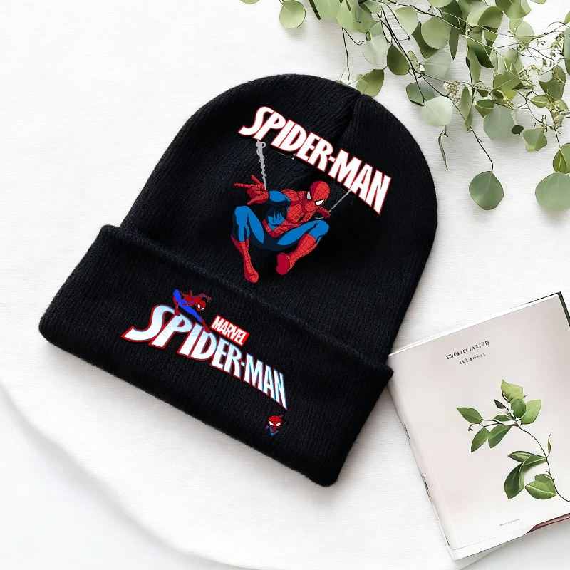 Spiderman Marvel Kids Knitted Hat Cute Anime Disney Movie Print Beanie Cap Headgear Outdoor Street Warm Knit Cap Game Party Gift