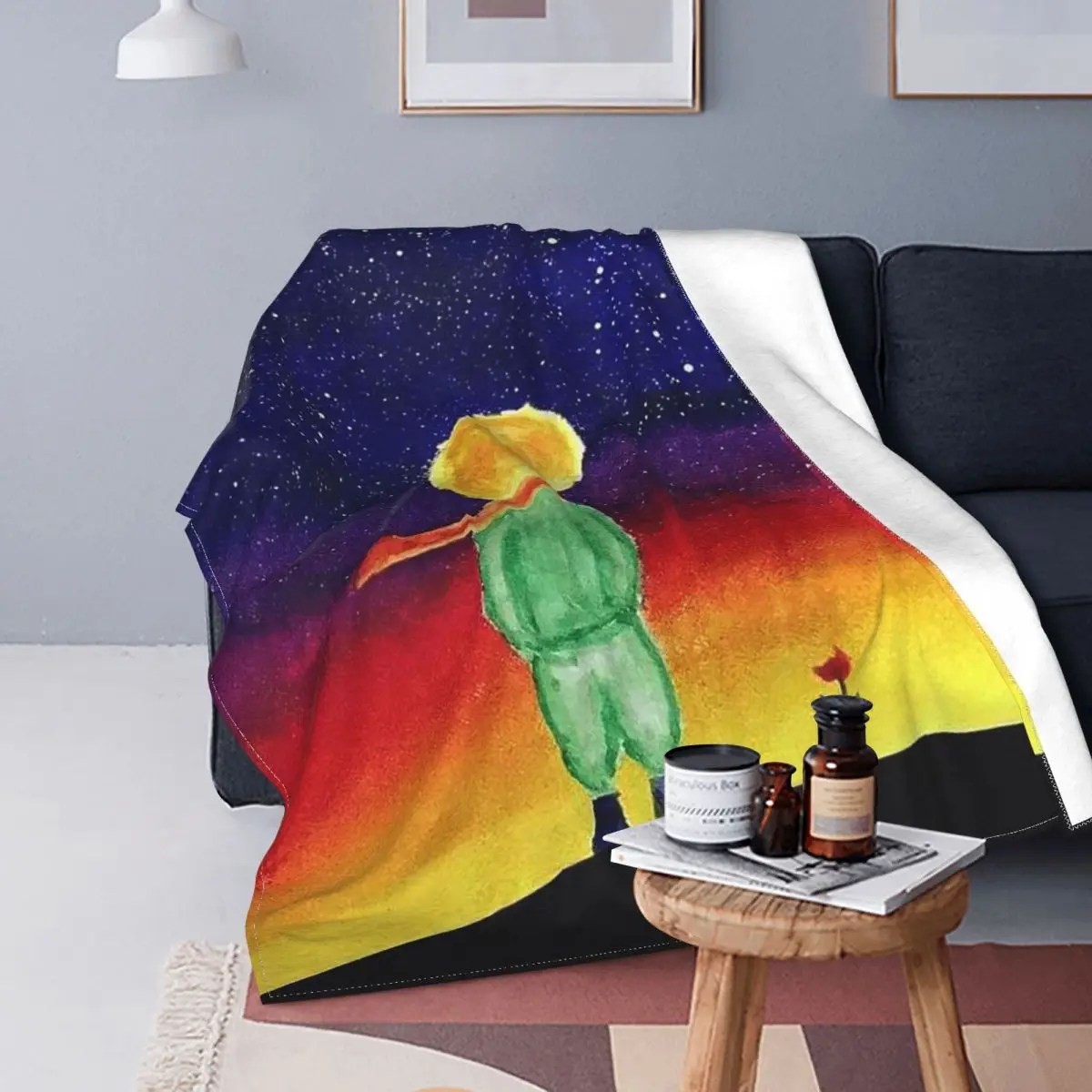 

Le Petit Prince Star Blanket Flannel Textile Decor Cartoon Colourful Multi-function Soft Throw Blanket for Sofa Car Bedspreads