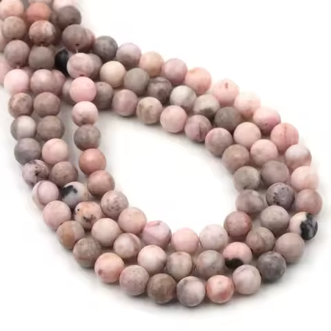 Natural Matte Pink Zebra Jaspers Stone Beads Dull Polish Agates Howlite Jades Mineral Beads for Jewelry Making DIY Bracelet 15''