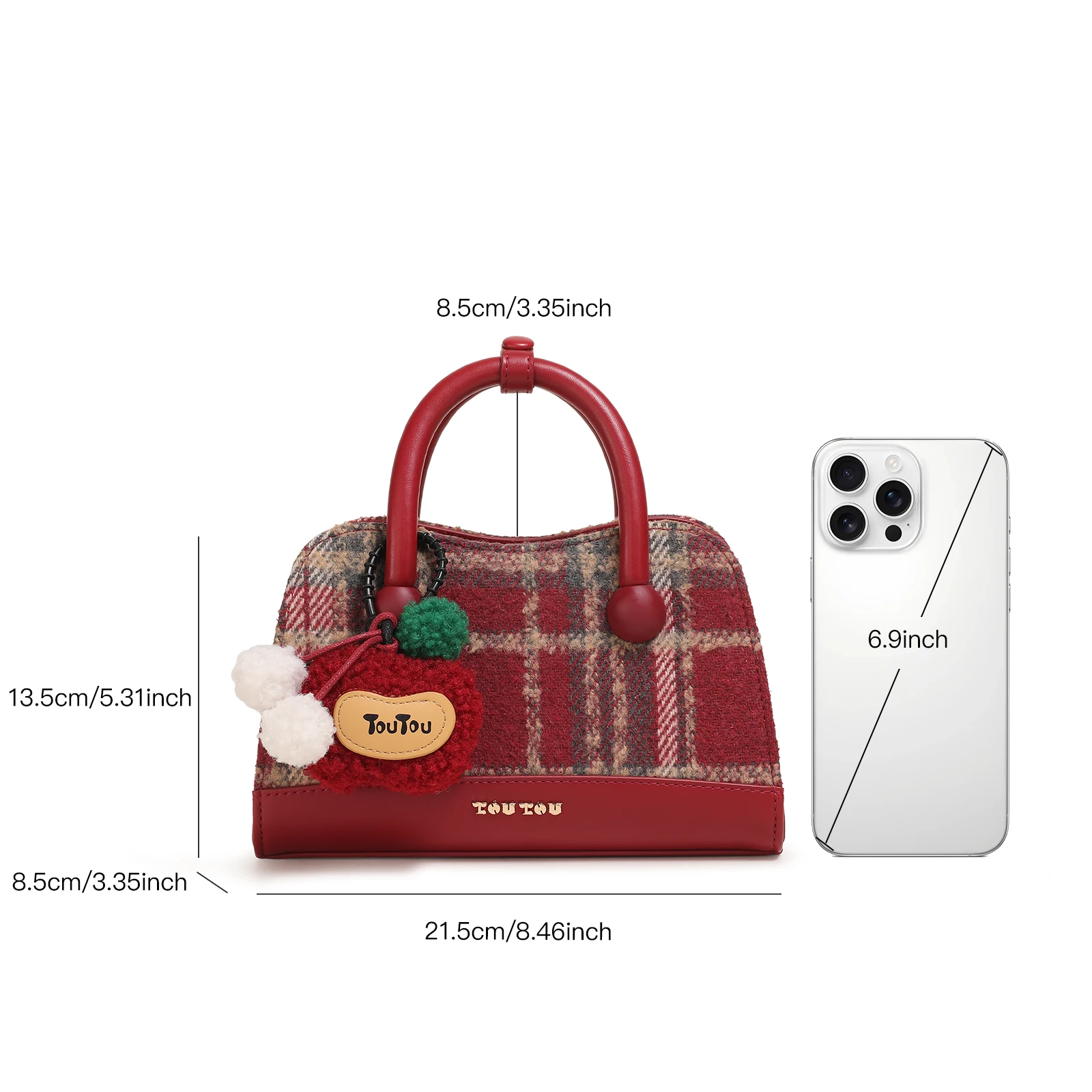 حقيبة يد TOUTOU باللون الأحمر مع حزام قابل للتعديل للخريف والشتاء، حقيبة كتف أصلية من العلامة التجارية، حقيبة كروس للفتيات، هدية عيد الميلاد