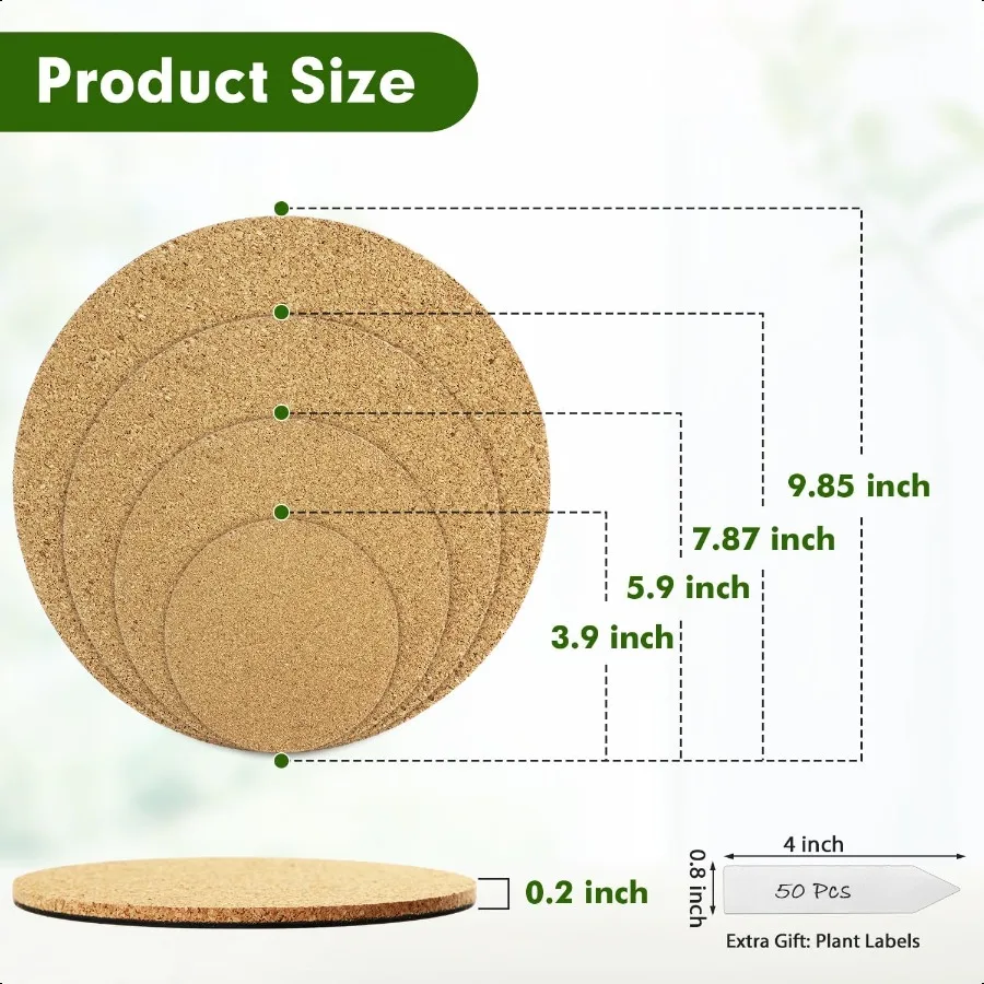 30 Pack Cork Plant Coasters 4 6 8 Inch Cork Plant Saucer for Indoors Bulk Corkwood Coasters Set Round Corkwood Placemats Plant