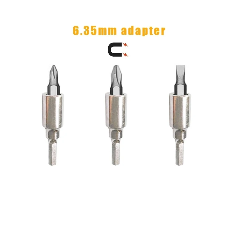 4mm-6.35mm Converter Adapter Slotted Phillips Precision Bits Set Screwdriver Drill Bit Repair Mobile Phone Camera Computer