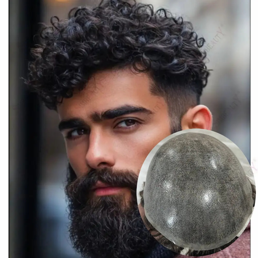 

Необнаружимый 18 мм афро-мужской вьющийся микро-кожаный мужской парик с натуральной линией волос, мужской вьющийся человеческий волос, система капиллярного протеза