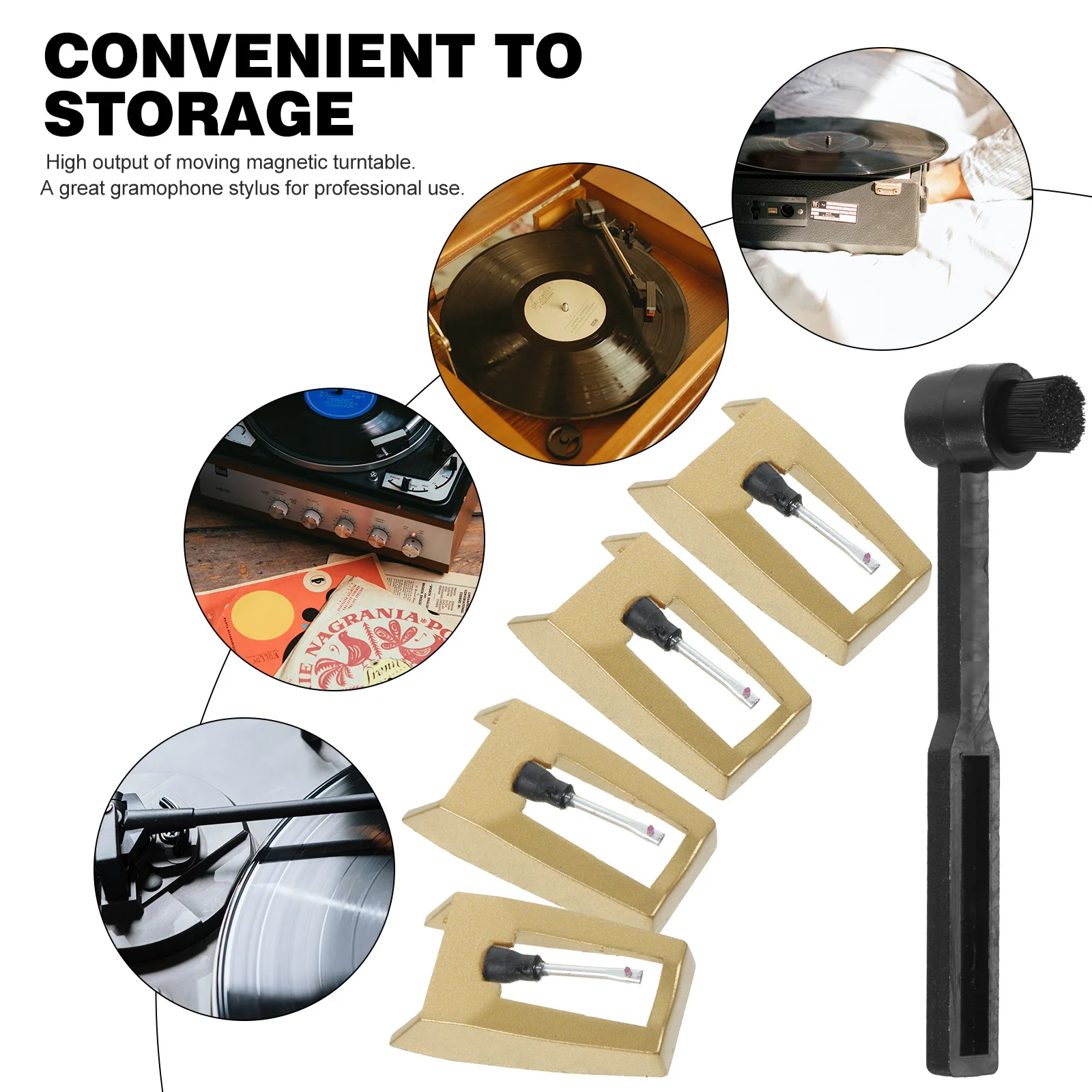 

1 set Turntable Needle Replacement Player Needle For Vinyl Records Red Gem Material Aluminum Body Compact