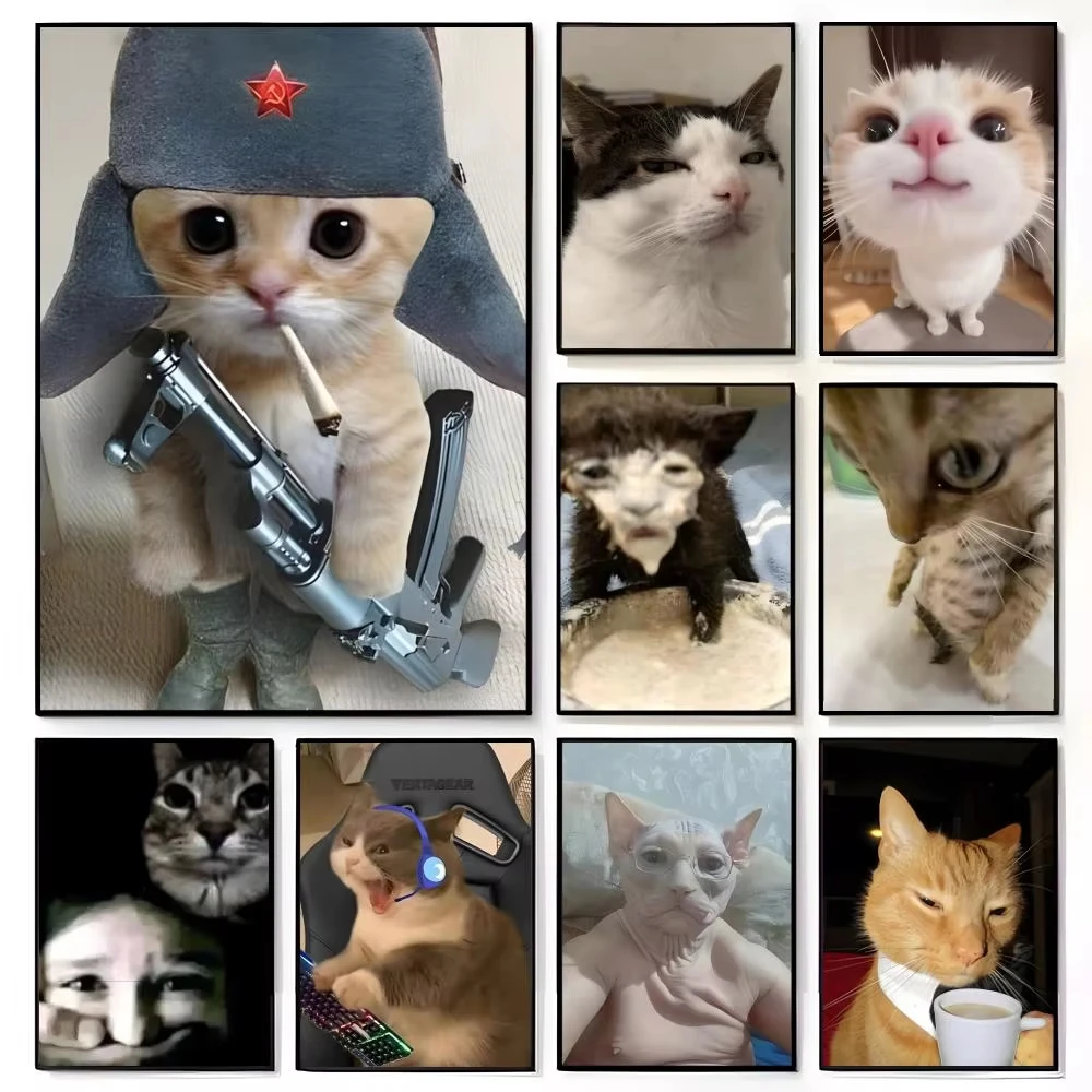 diy Viral Funny Cat Diamond Painting Hat Gun Gaming Headset Humor Realistic Pet Wall Decor Handmade Art Exquisite Gift