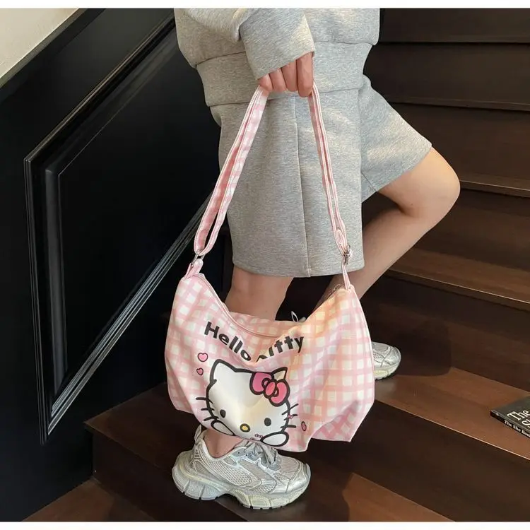 Kawaii Hello Kitty Sanrio Student Cartoon Large Capacity Handbag Children Storage Bag Zero Wallet Birthday Gift for Girls