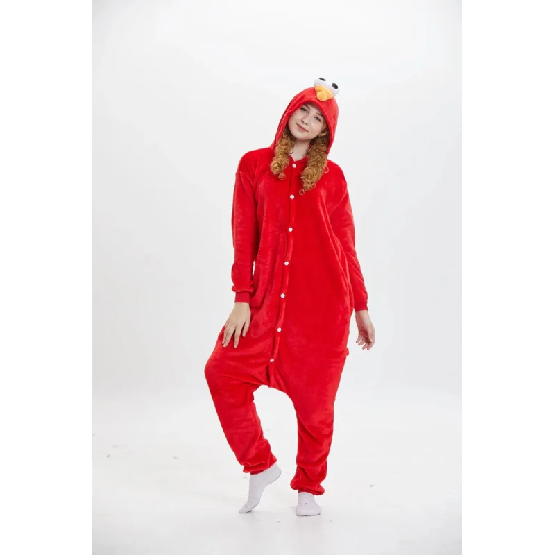 HKSNG New Animal Adult Elmo Sesame Cookie Pajamas Monsters Family Party Onesies Cosplay Costumes For Women Men Kigurumi