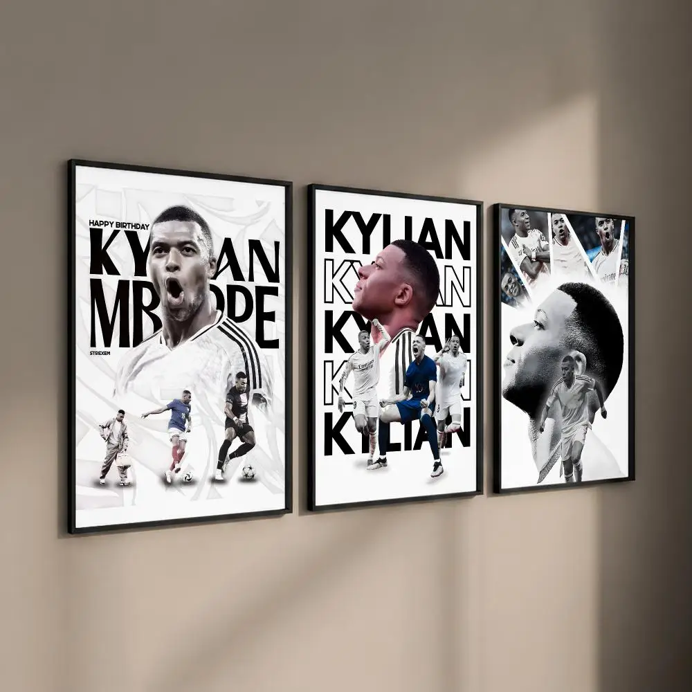 Athlete Kylian Mbappé Poster Self-adhesive Art Waterproof Paper Sticker Coffee House Bar Room Wall Decor